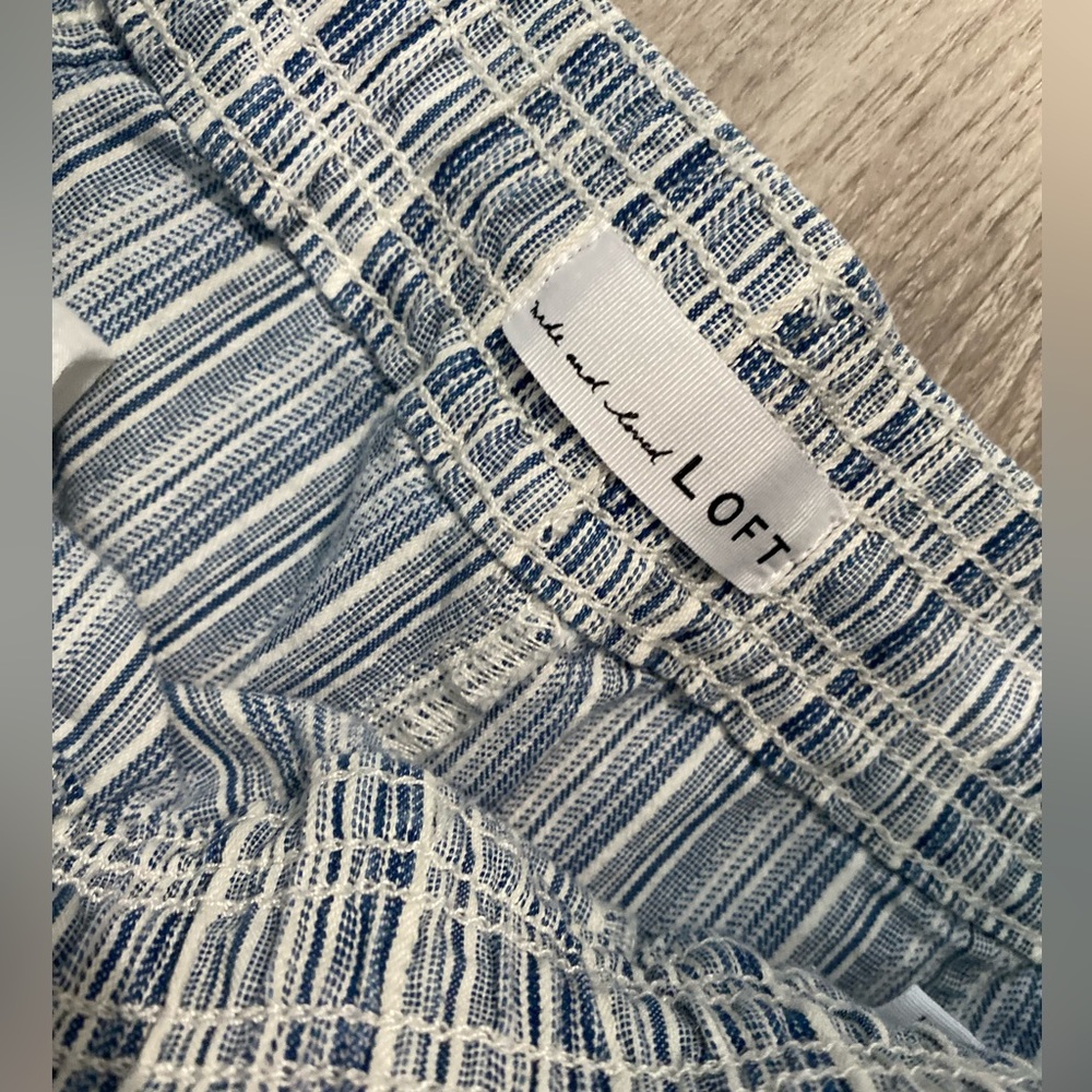 Loft Blue Striped Drawstring Shorts - Picture 2 of 5